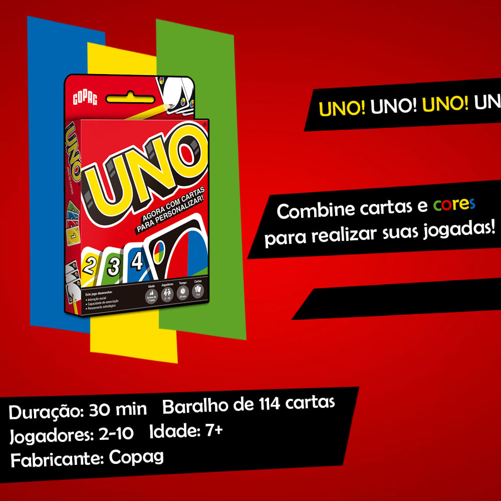 Jogo Baralho Uno 114 Cartas Original Copag diversão para toda