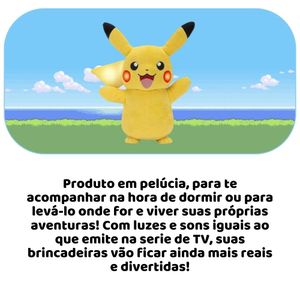 Pikachu Pelúcia Pokémon Com Luz E Som 31Cm - Sunny 002610 - Ri Happy