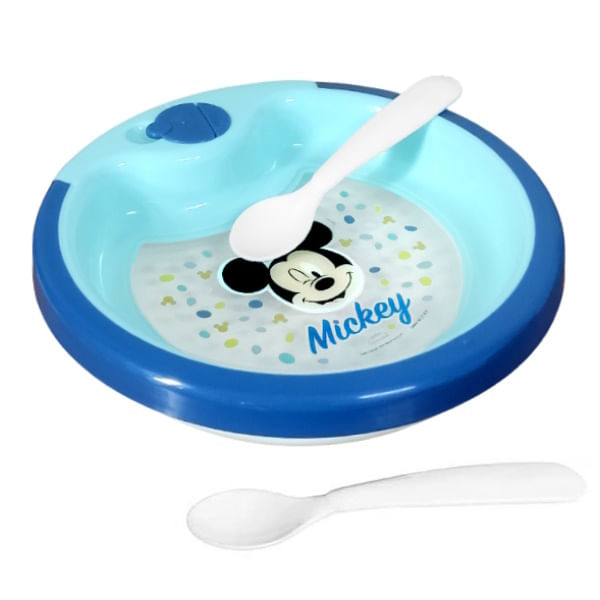 Pratos e Talheres Bebe Infantil Silicone Azul Criança Kids Mickey em  Promoção na Americanas