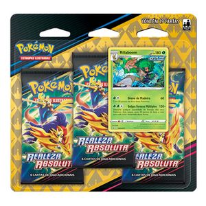 Jogo de Cartas Pokémon - Blister Triplo - Realeza Absoluta - Rillaboom -  Copag - Ri Happy