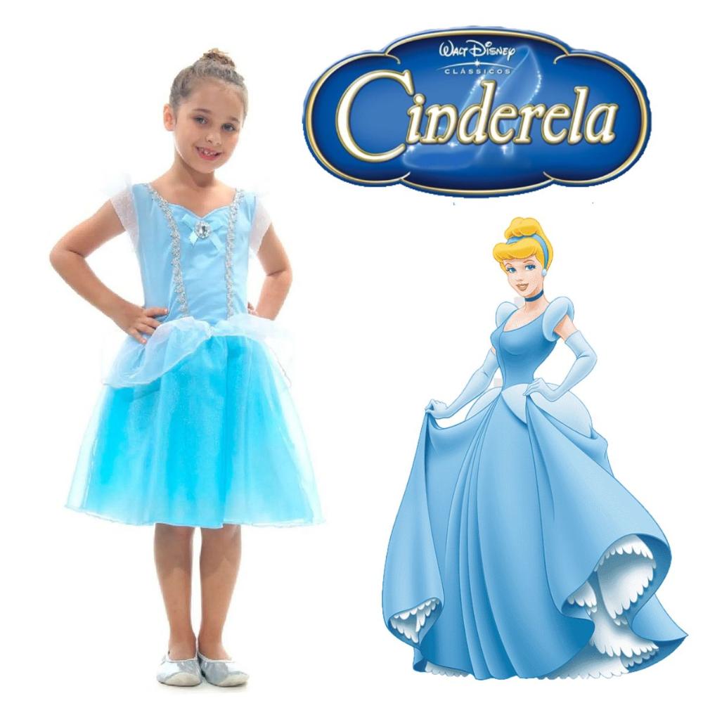 Fantasia Cinderela Infantil Luxo Princesas Disney G 9-12