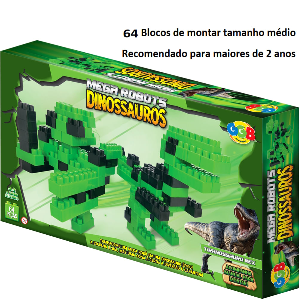 Seu Dinossauro Brincando com Blocos de Montar Monta Tudo 3D e Fofo Blocos  de Montar 