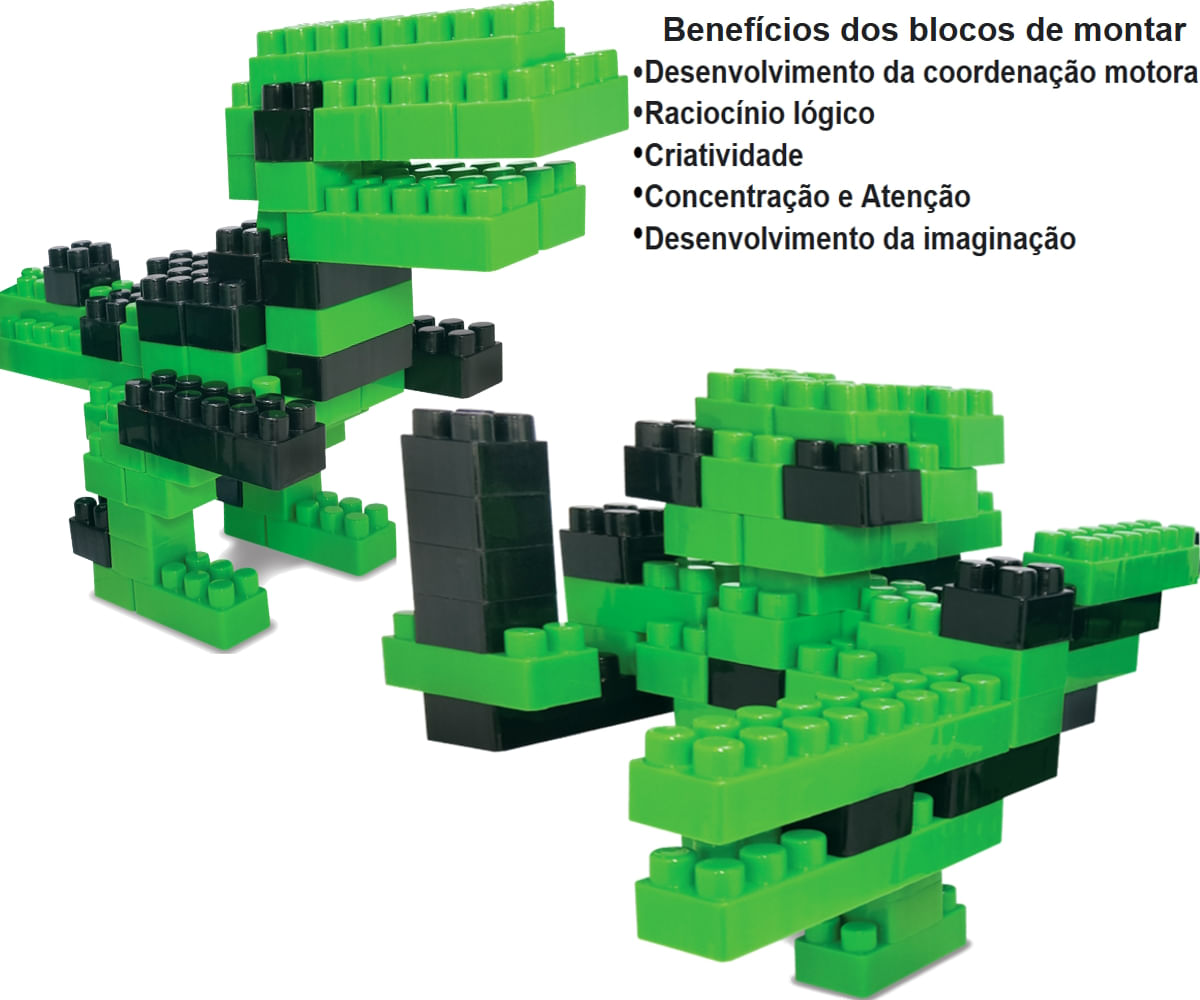 Blocos de Montar Dinossauro Brinquedo Infantil Clic E Lig