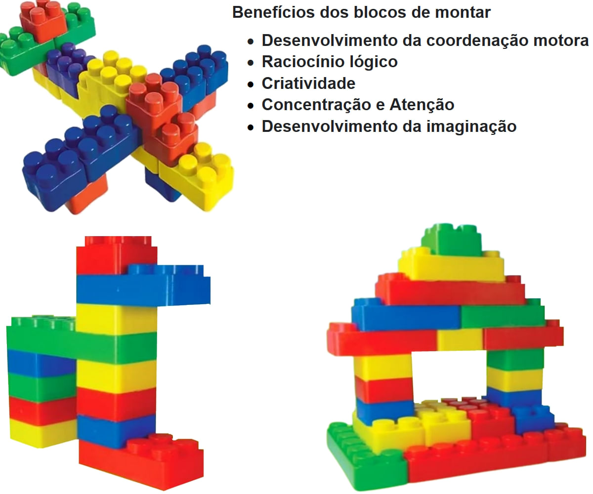 Pinos De Montar 180 Peças Bloco De Montar Brinquedo - Ri Happy