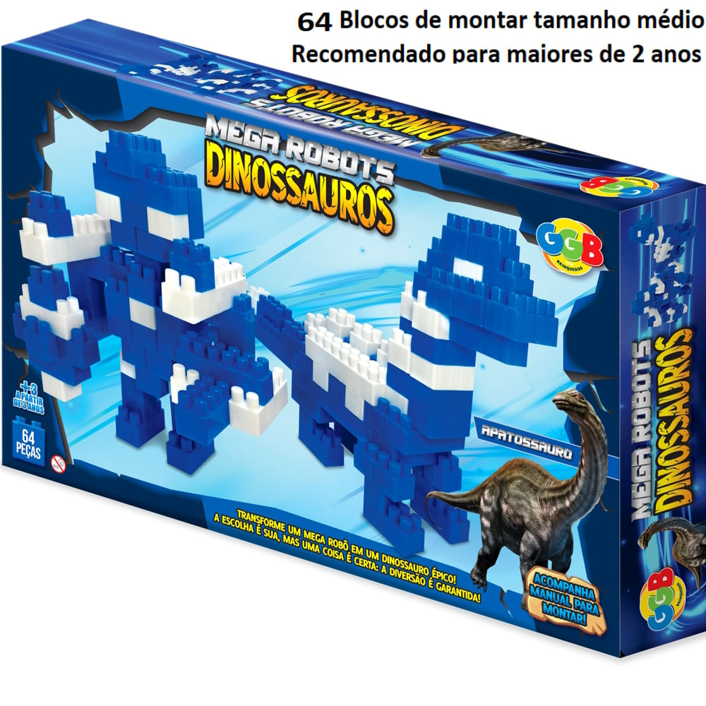 Blocos de Montar Dinossauro Brinquedo Infantil Clic E Lig