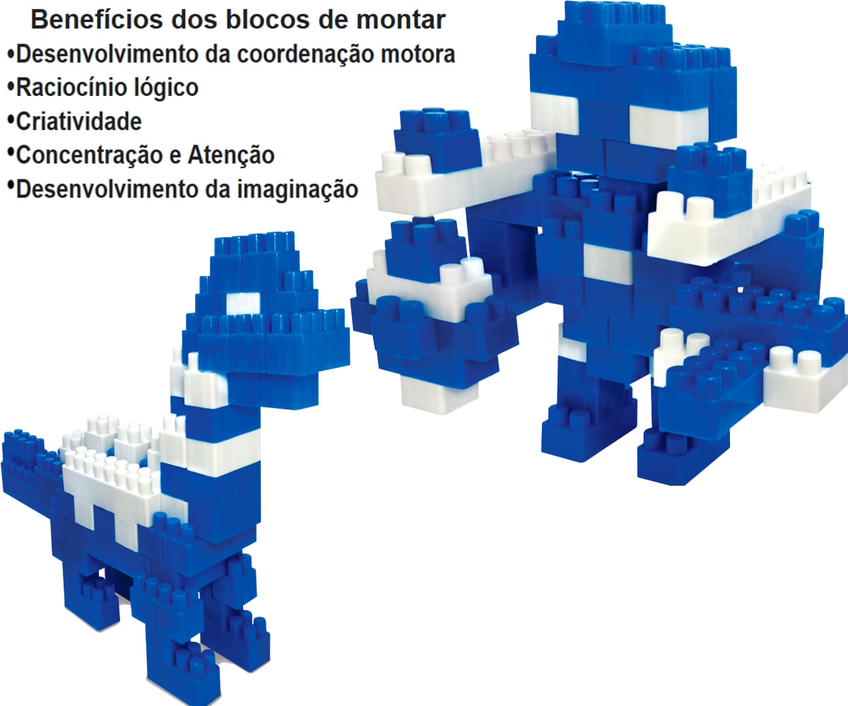 BRINQUEDO BLOCOS DE MONTAR INFANTIL KIT 4 DINOSSAUROS 112 PC :  : Brinquedos e Jogos