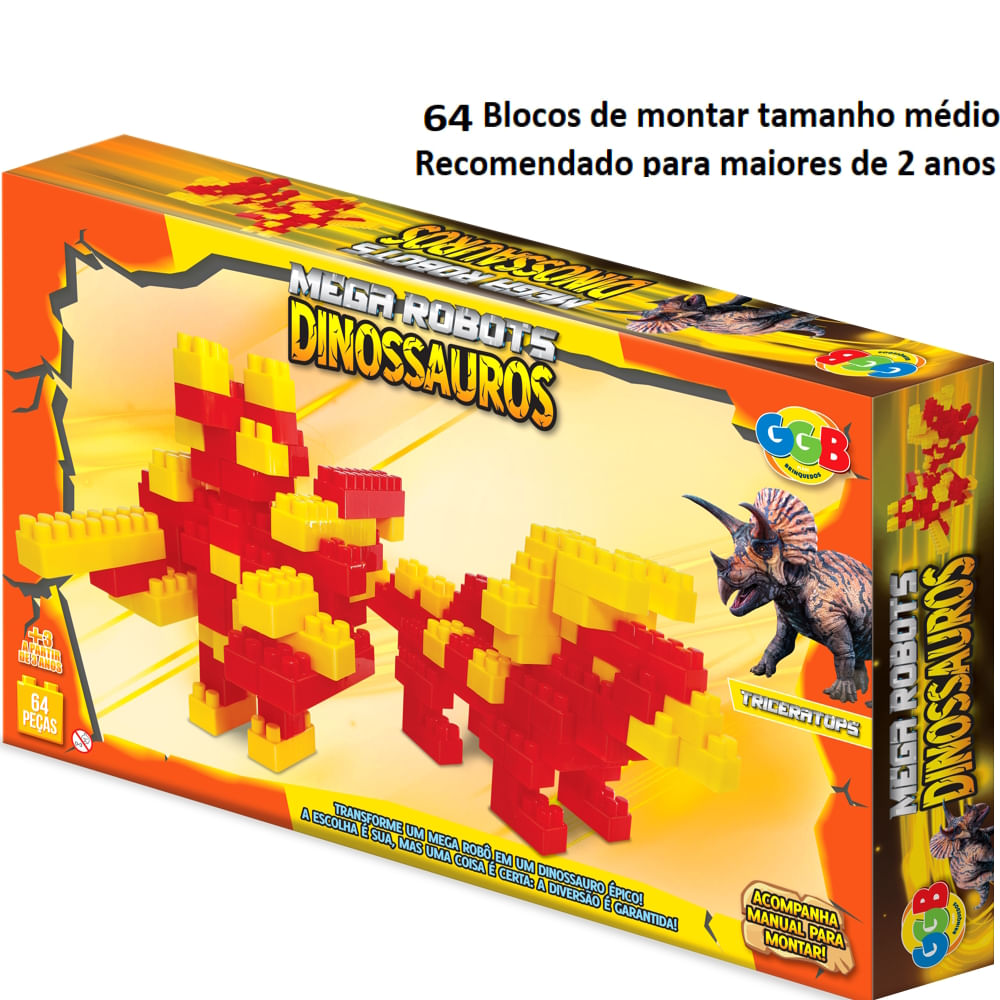 Blocos de Montar Dinossauro Brinquedo Infantil Clic E Lig