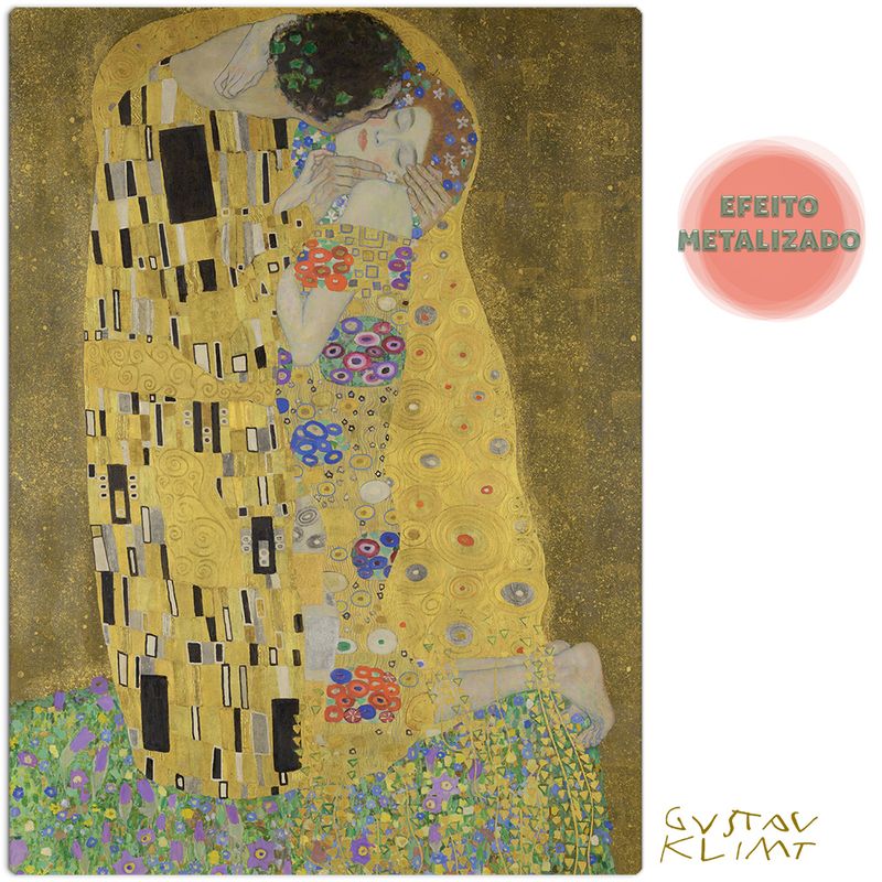 Quebra-Cabeca---Metalizado---Colecao-Obras-de-Arte---1000-Pecas---Klimt---O-Beijo---Toyster-2