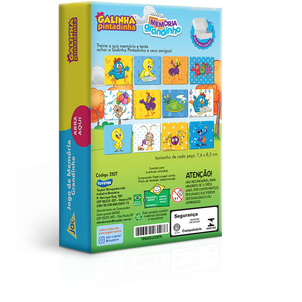 Jogo Memória e DVD Cantando e Brincando Galinha Pintadinha - Toyster - Jogos  de Memória e Conhecimento - Magazine Luiza