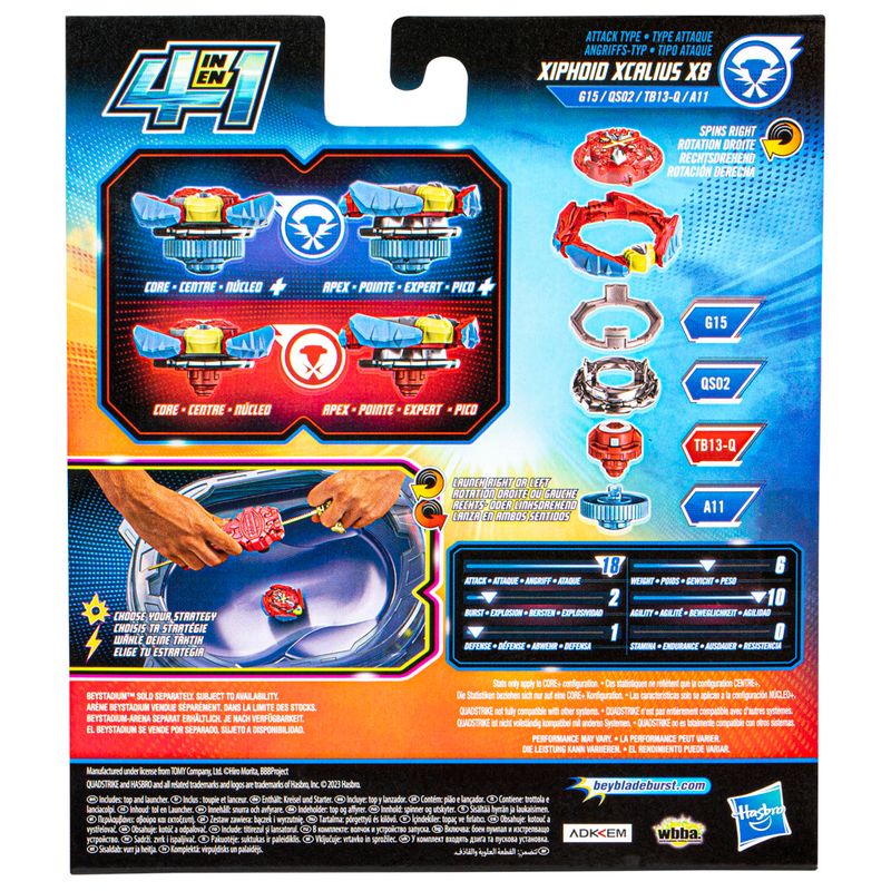 Pião de Batalha e Lançador - Beyblade Burst - QuadStrike