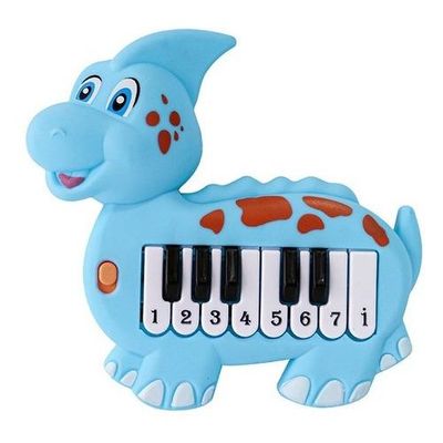 Teclado Pianinho Infantil Musical De Dinossauro Azul - Ri Happy