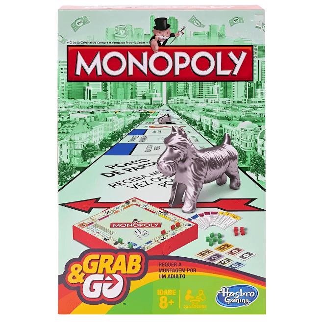 Jogo de Tabuleiro Compacto - Monopoly Grab e Go - Hasbro - D'Or Mais Saúde