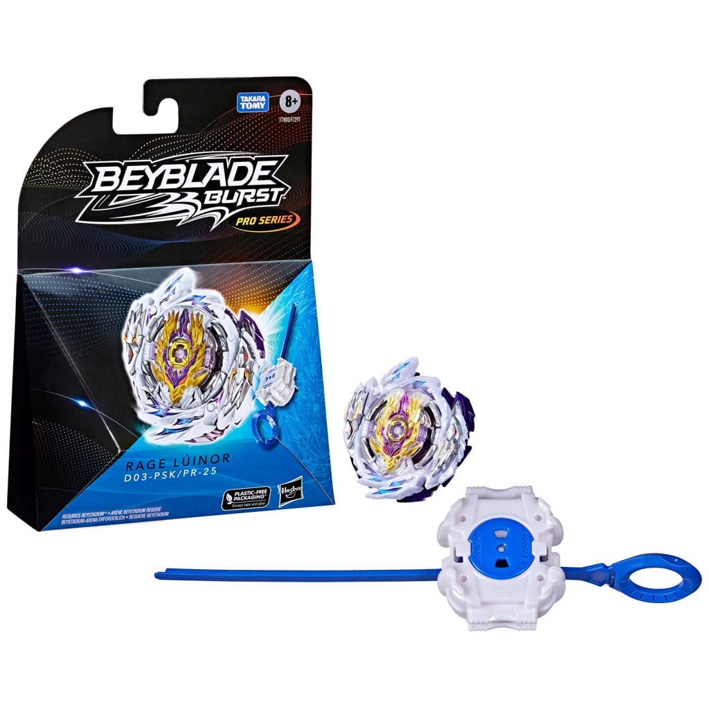 Pião com Lançador Beyblade Burst Pro Series Kit Inicial de Batalha - Rage  Lúinor - F7800 - Hasbro