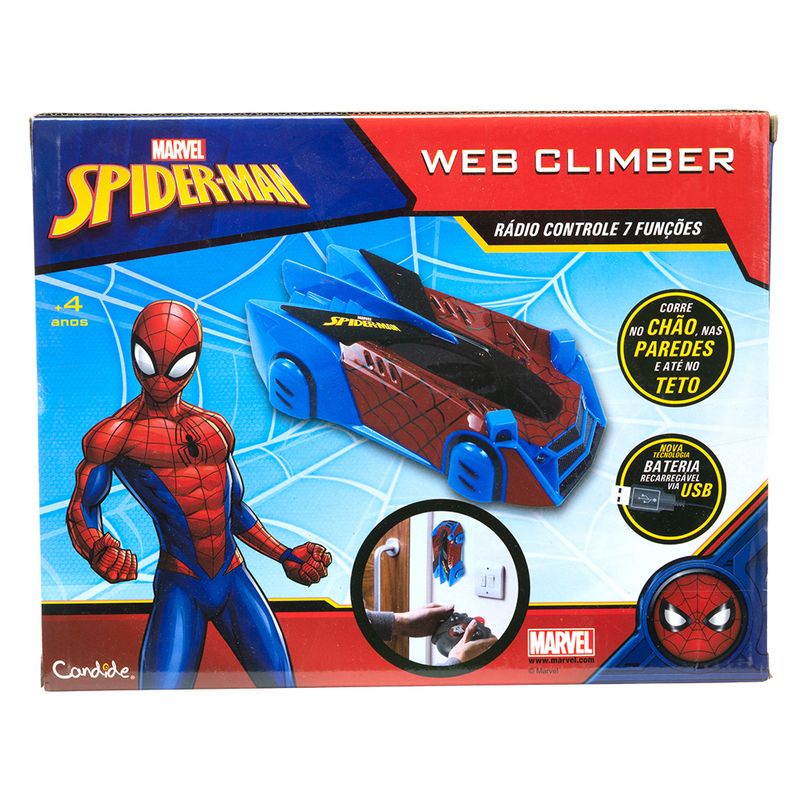 Carro de Controle Remoto Web Climber, Spider Man, 7 Funções, Candide