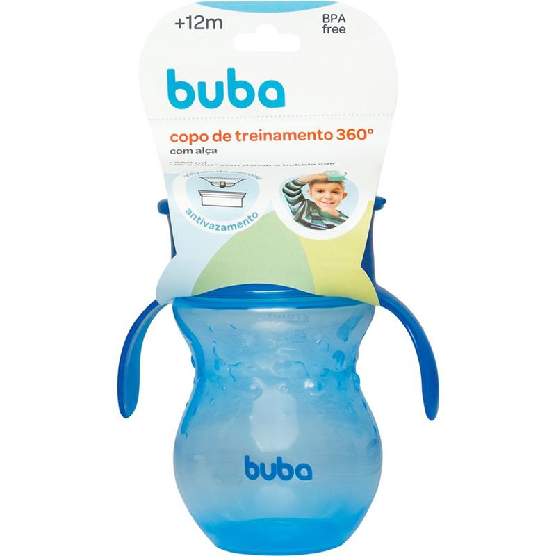 Copo de Treinamento 360 Bebê - com Alça - 270ml - Azul - Buba