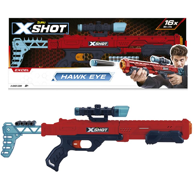 ヒロ Confira Lança-Dardos - Zuru XShot - Hawk Eye - 16 Dardos - Candide