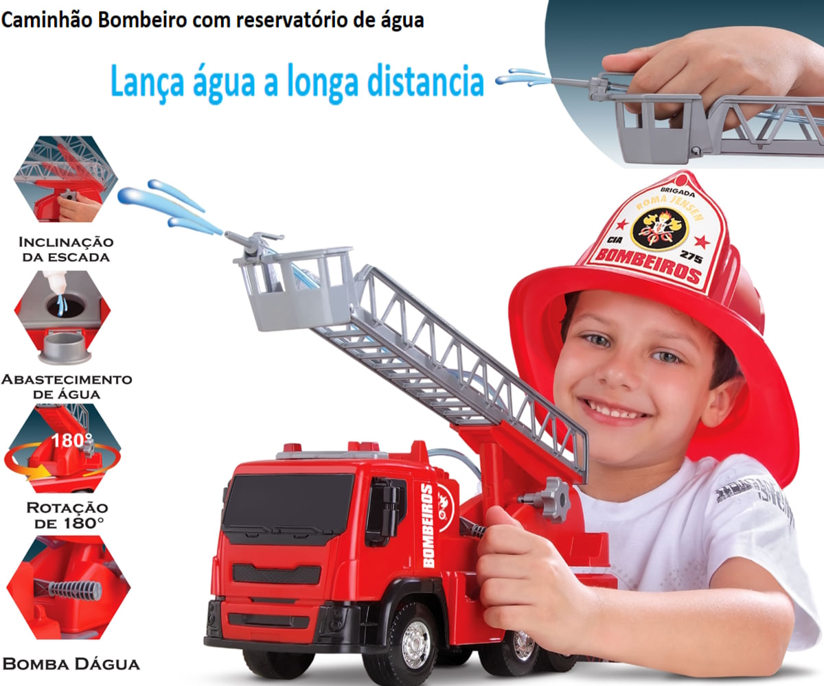 KIt Caminhão bombeiro e ambulância de brinquedo infantil carrinho à fricção  som e luzes Branco DM - Ri Happy