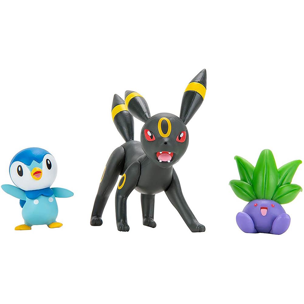 Set Pokémon 3 Figuras de Ação Umbreon, Oddish e Piplup - Ri Happy