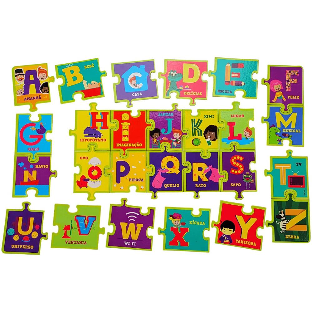 Jogo Educativo - Quebra-Cabeças Aprendendo Alfabeto Em Libras - 52 Peças -  Xalingo - Ri Happy