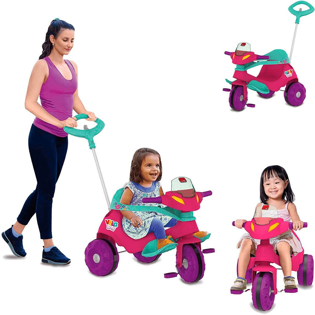 Brinquedo Bandeirante Motoca Velobaby - Rosa 357 - Martinello