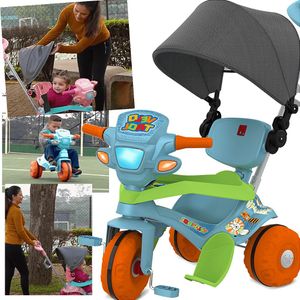 Triciclo Motinha Bel Brink 2 em 1 com Capota e Pedal para Passeio Azul - Ri  Happy