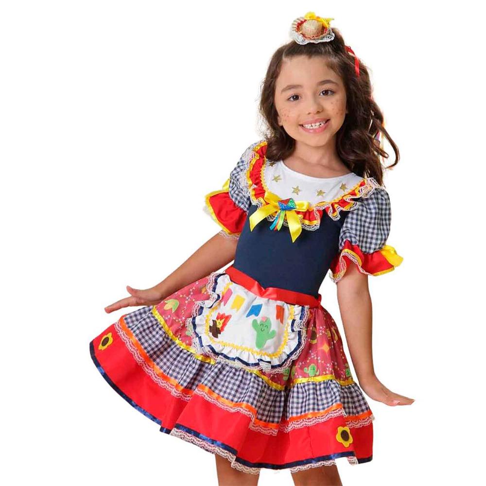 Vestido Infantil Festa Junina São João Caipira Com Chapéu M - Ri Happy