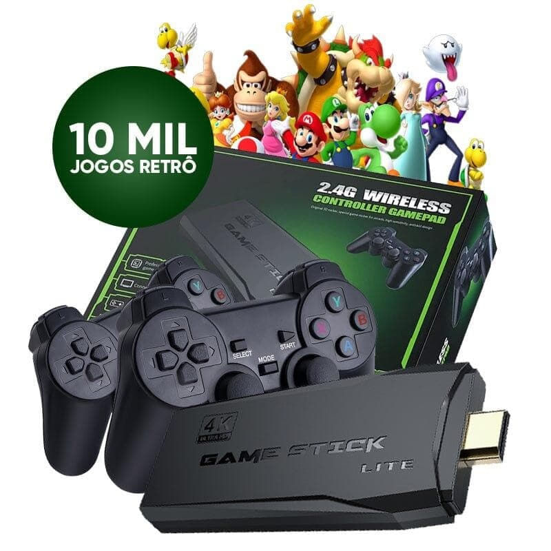 Vídeo Game Retro Console Stick Box 4k Com 2 Controles Sem Fio