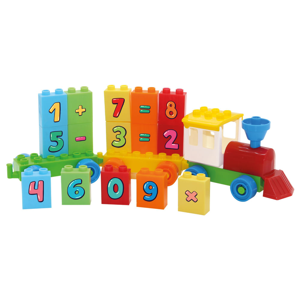 Conjunto blocos de montar tema trem brinquedo educativo nao informada