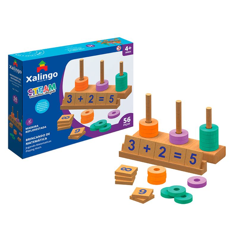 Jogo-Educativo--Brincando-De-Matematica---Steam-Brincadeira-Inteligente---56-Pecas---Xalingo-1