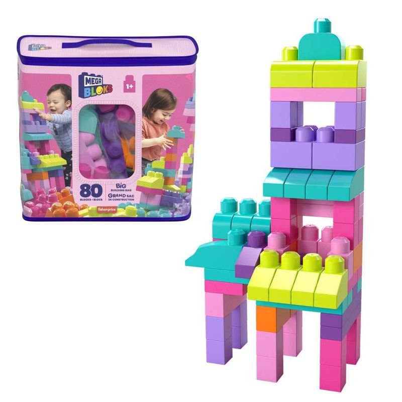 Bloco-De-Montar---Mega-Bloks---Sacola-de-80-Blocos-Rosa---Mattel-0