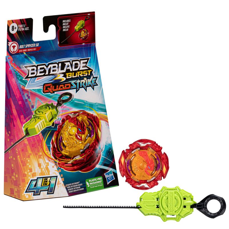 Piao-e-Lancador-Burst-QuadStrike---Beyblade---Bolt-Spryzen---Hasbro-0