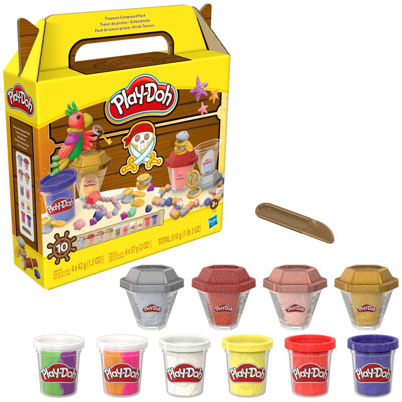 Conjunto-Massa-De-Modelar---Play-Doh---10-Potes---Tesouro-De-Pirata---Hasbro-1