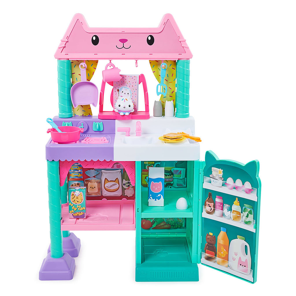 Gabby's Dollhouse, Jogo de cozinha para crianças com acessórios e comida de  brinquedo de cozinha, Sons, músicas e jogos de meninos e meninas de 3 anos  em diante.