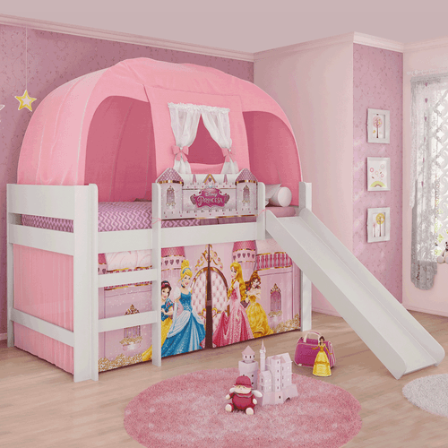 Cama Infantil Escorregador Barraca Princesas Original Disney - Rosa Claro - Pura Magia