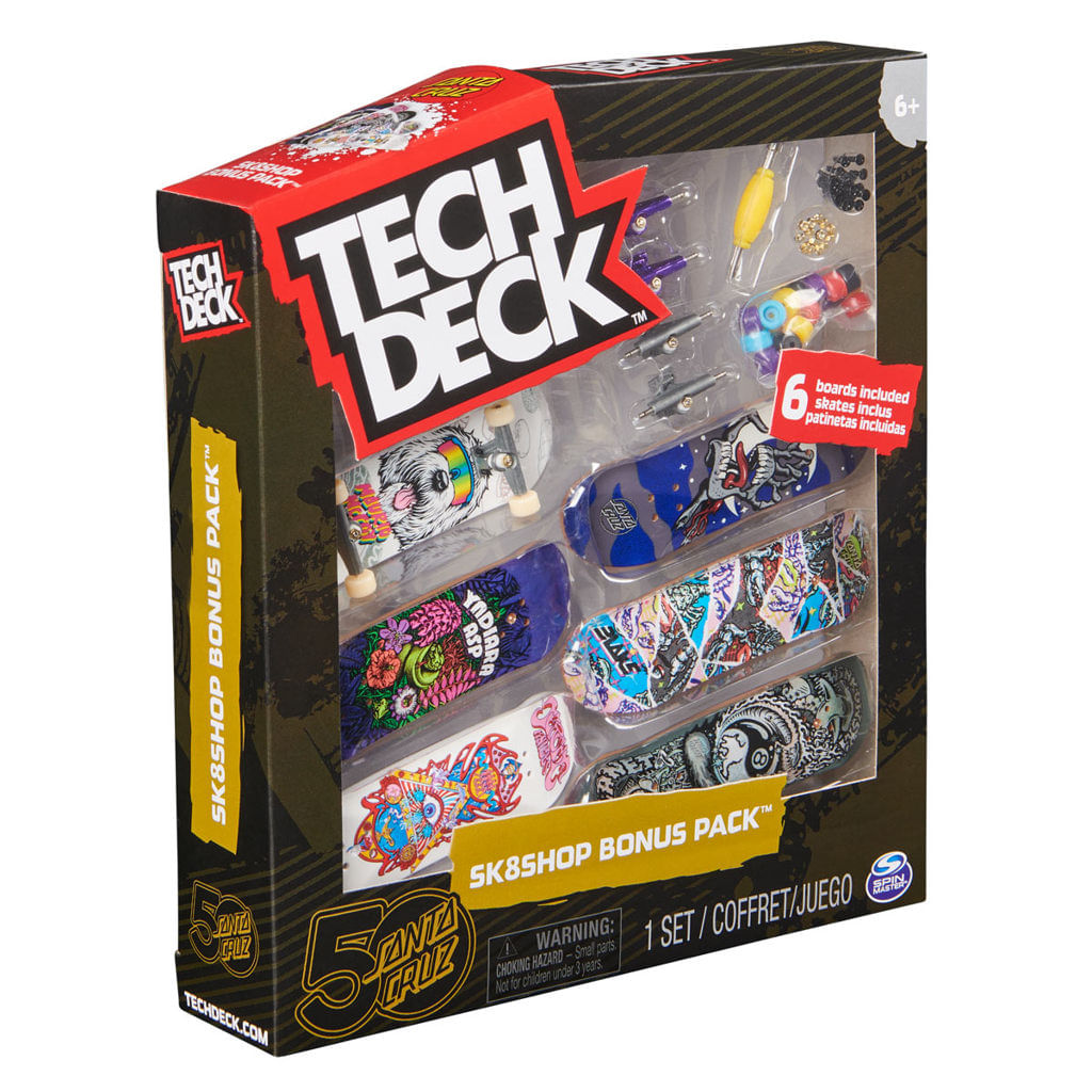 Kit 6 Skate De Dedo Profissional Tech Deck Board C/ Adesivos