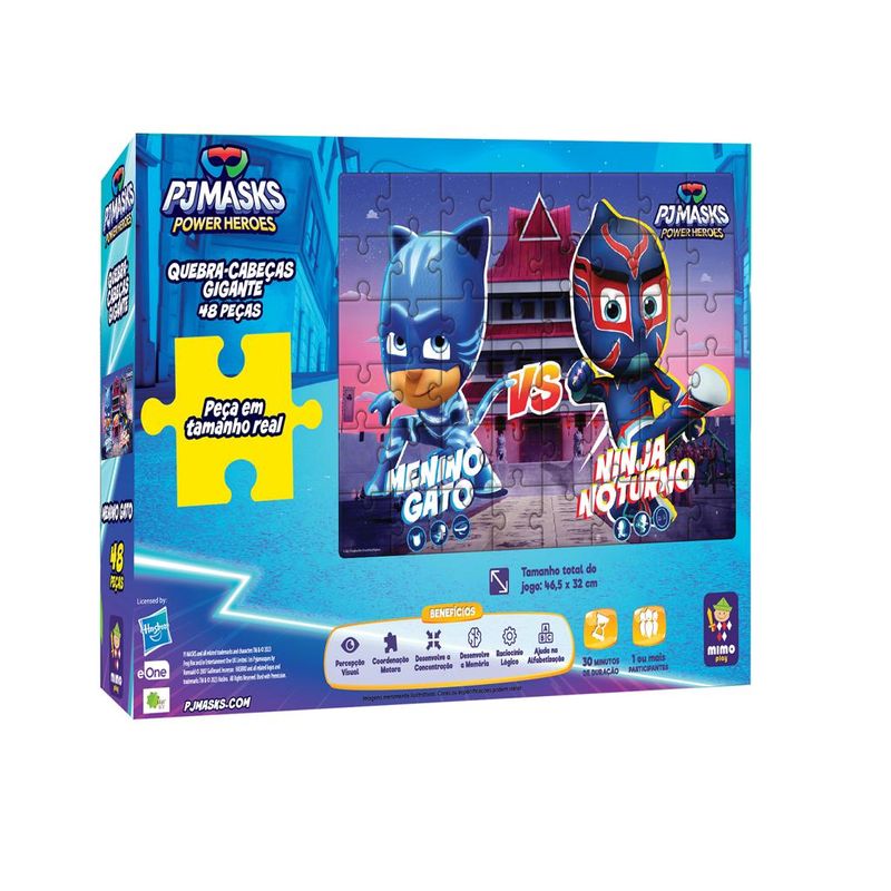Quebra-Cabeca-Gigante---PJ-Masks---Menino-Gato-VS-Ninja-Noturno---48-Pecas---Mimo-2