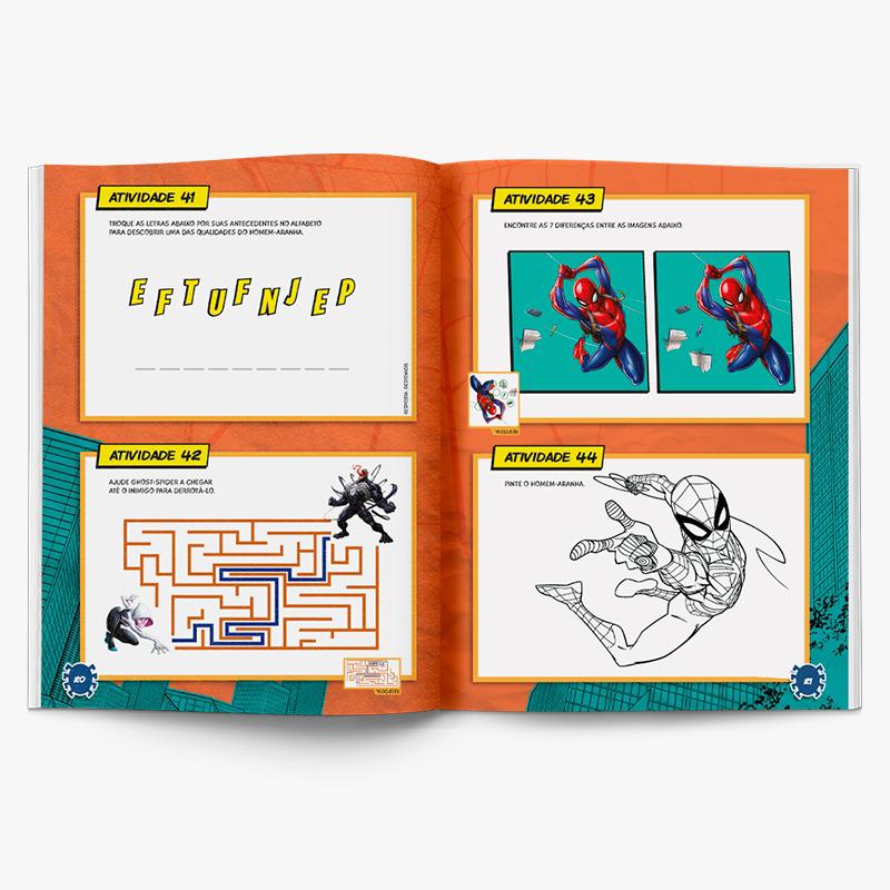 Livro Infantil 100 Atividades Homem Aranha Colorir Desenhar Jogos Diversos  Marvel Pintar