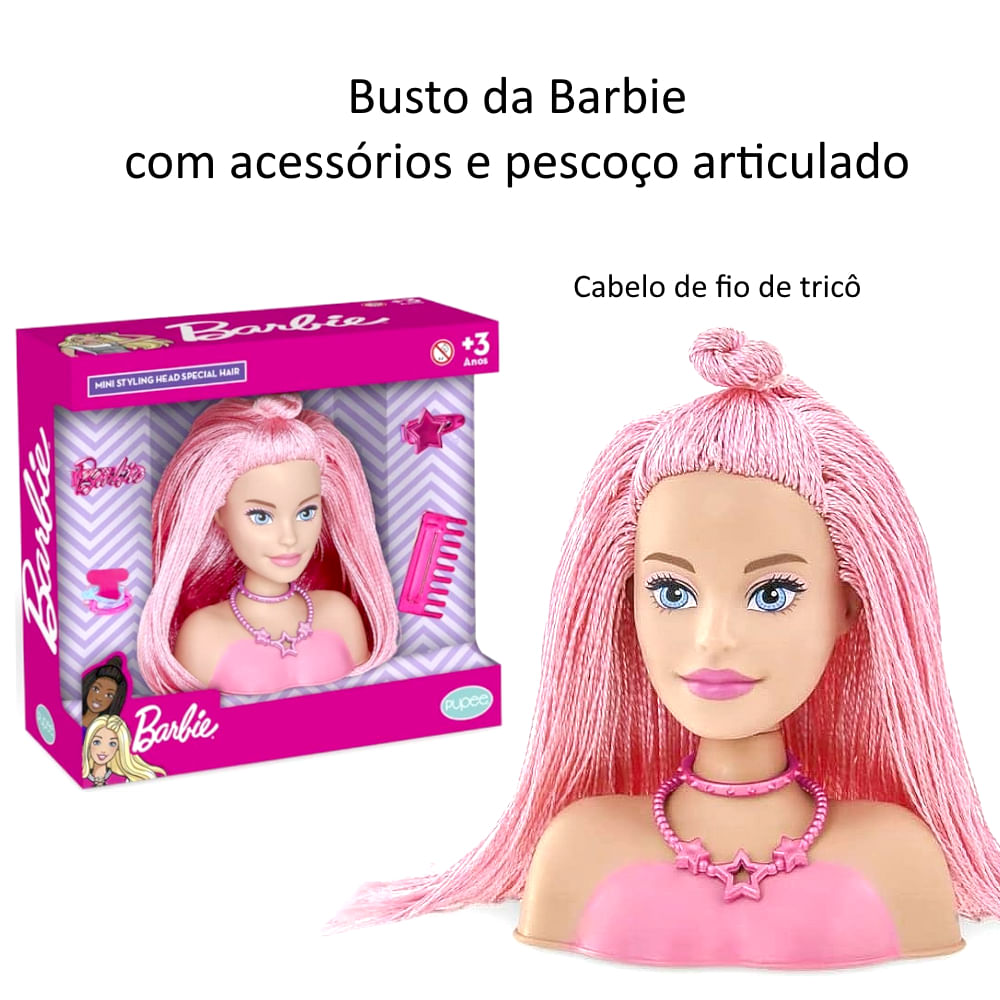 Boneca Barbie Styling Head Hair Busto Barbie Acessórios E maquiagem Mattel  - Ri Happy