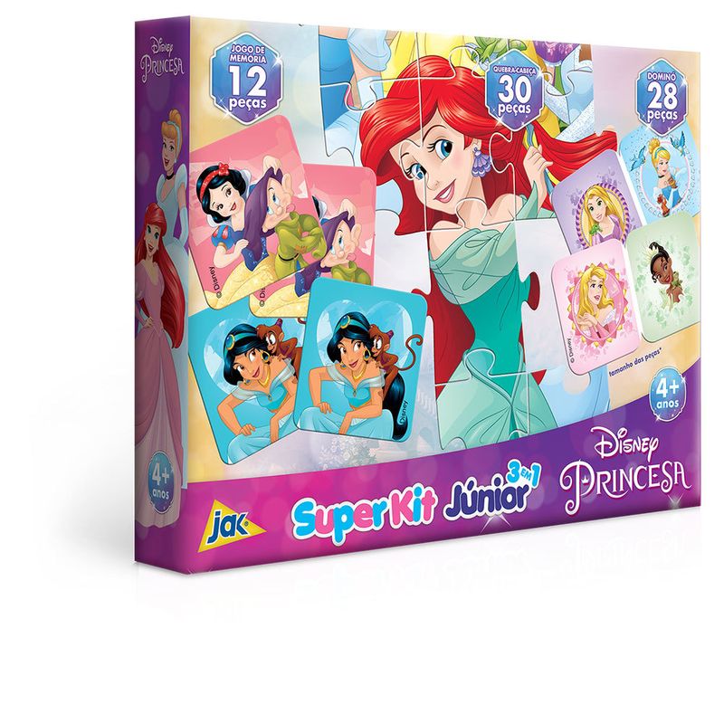 Super Kit Jogos 3 em 1 Princesas Disney - Toyster - Jogo de Dominó, Dama e  Xadrez - Magazine Luiza