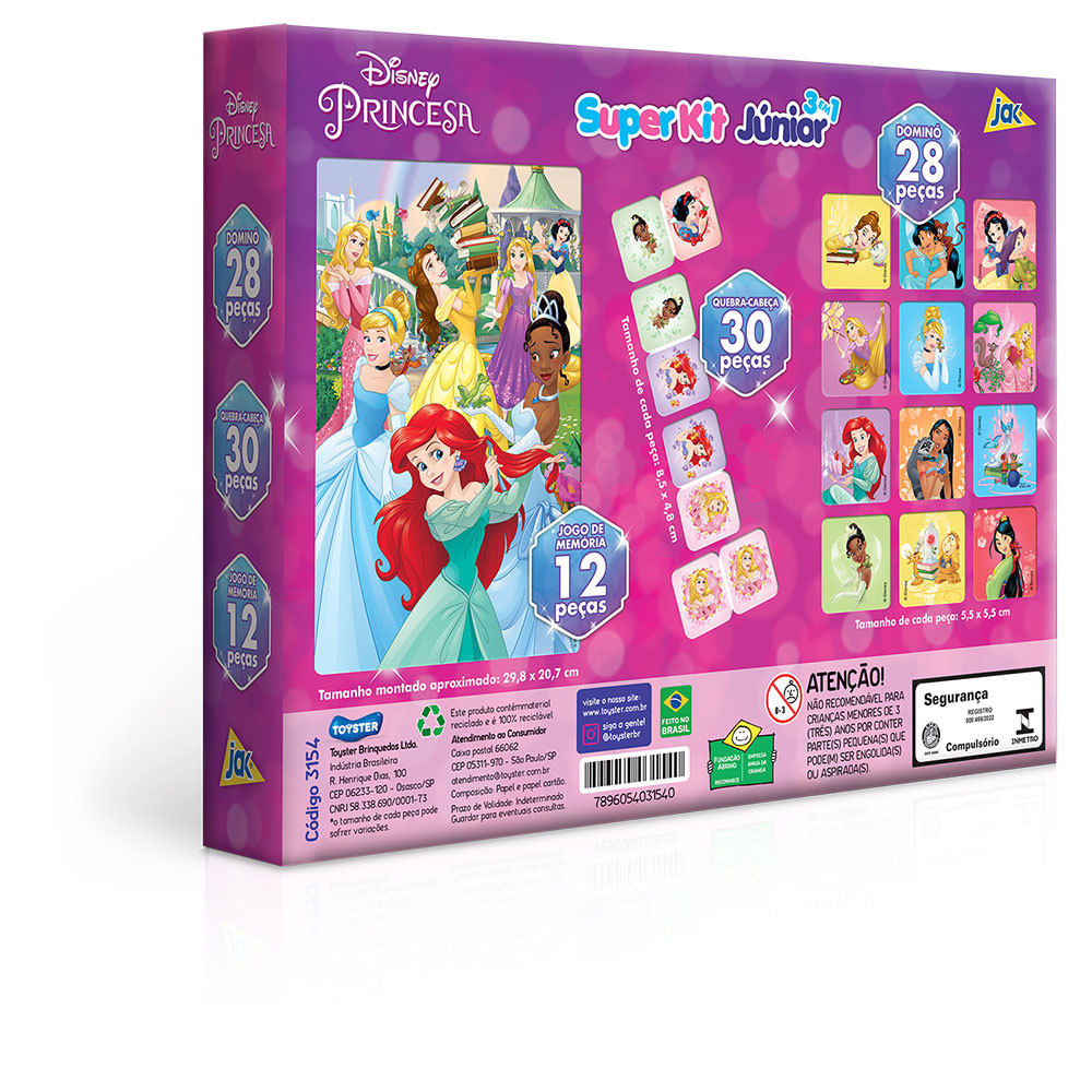 Super Kit - Quebra-Cabeça - Dominó e Jogo da Memória - Disney - Disney  Princesas - Toyster em Promoção na Americanas