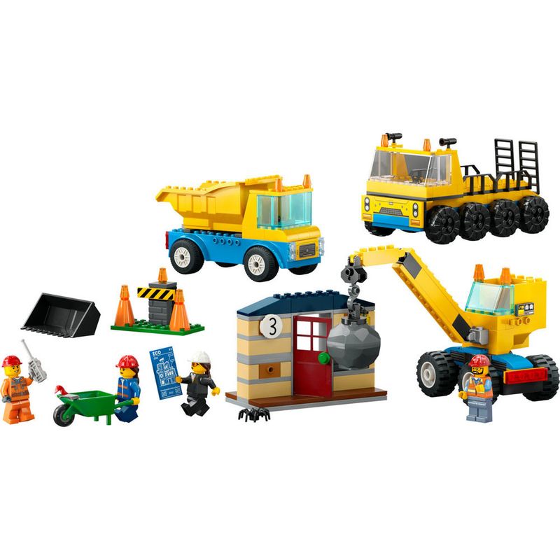 Lego-City---Caminhoes-de-Construcao-e-Guindaste-com-Bola-de-Demolicao---60391-1