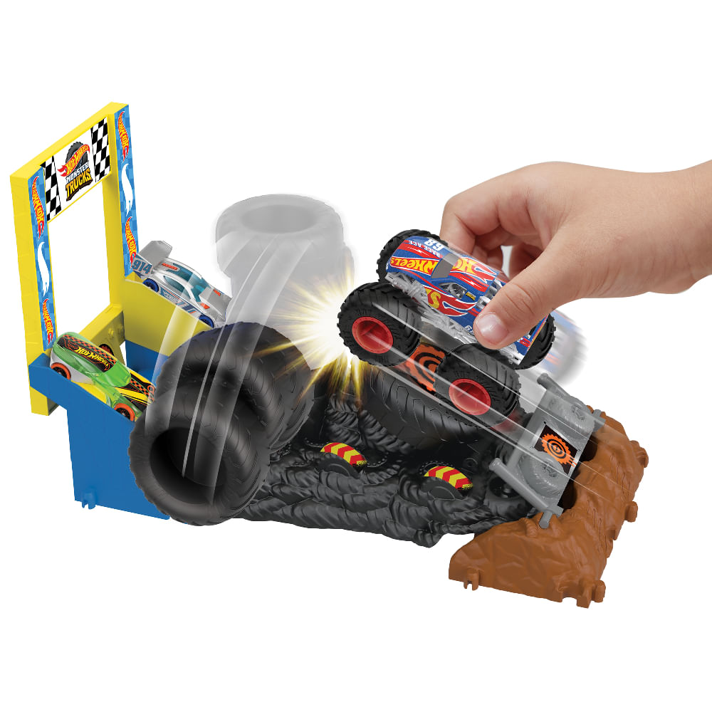 Conjunto Pista E Acessórios - Hot Wheels - Monster Trucks - Desafio Prensa  de Pneus - Mattel