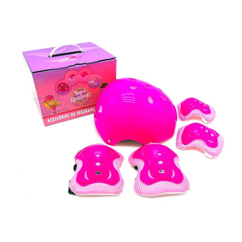 Conjunto-de-Protecao---Capacete-Joelheira-e-Cotoveleira---Rosa---Uni-Art-0