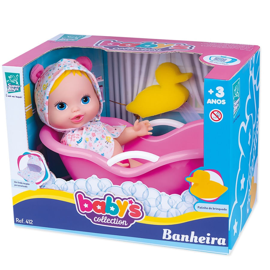 Boneca Bebê Reborn Banho de Carinho Banheira e Acessórios - Diver Toys