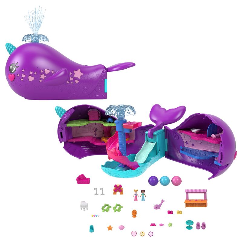 Conjunto-De-Bonecas-E-Acessorios---Polly-Pocket---Barco-Narval-Baia-Magica---Roxo---Mattel-0