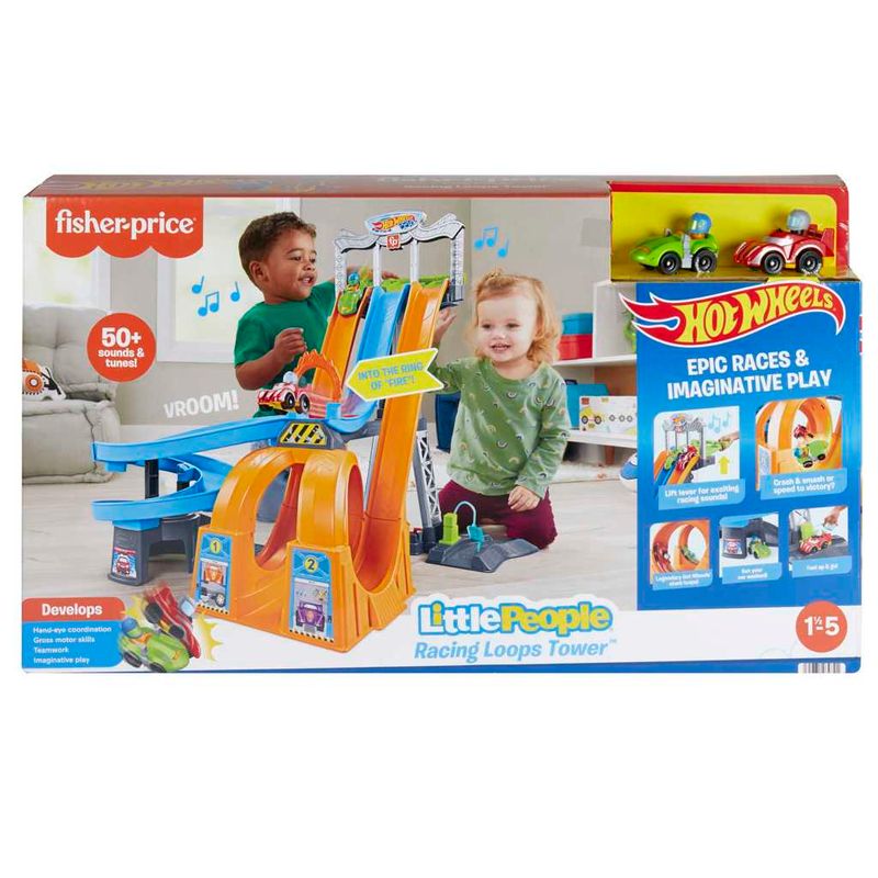 Pista-De-Corrida-E-Carrinhos---Hot-Wheels---Little-People-Racing-Loops-Tower---Com-Sons---Mattel-1