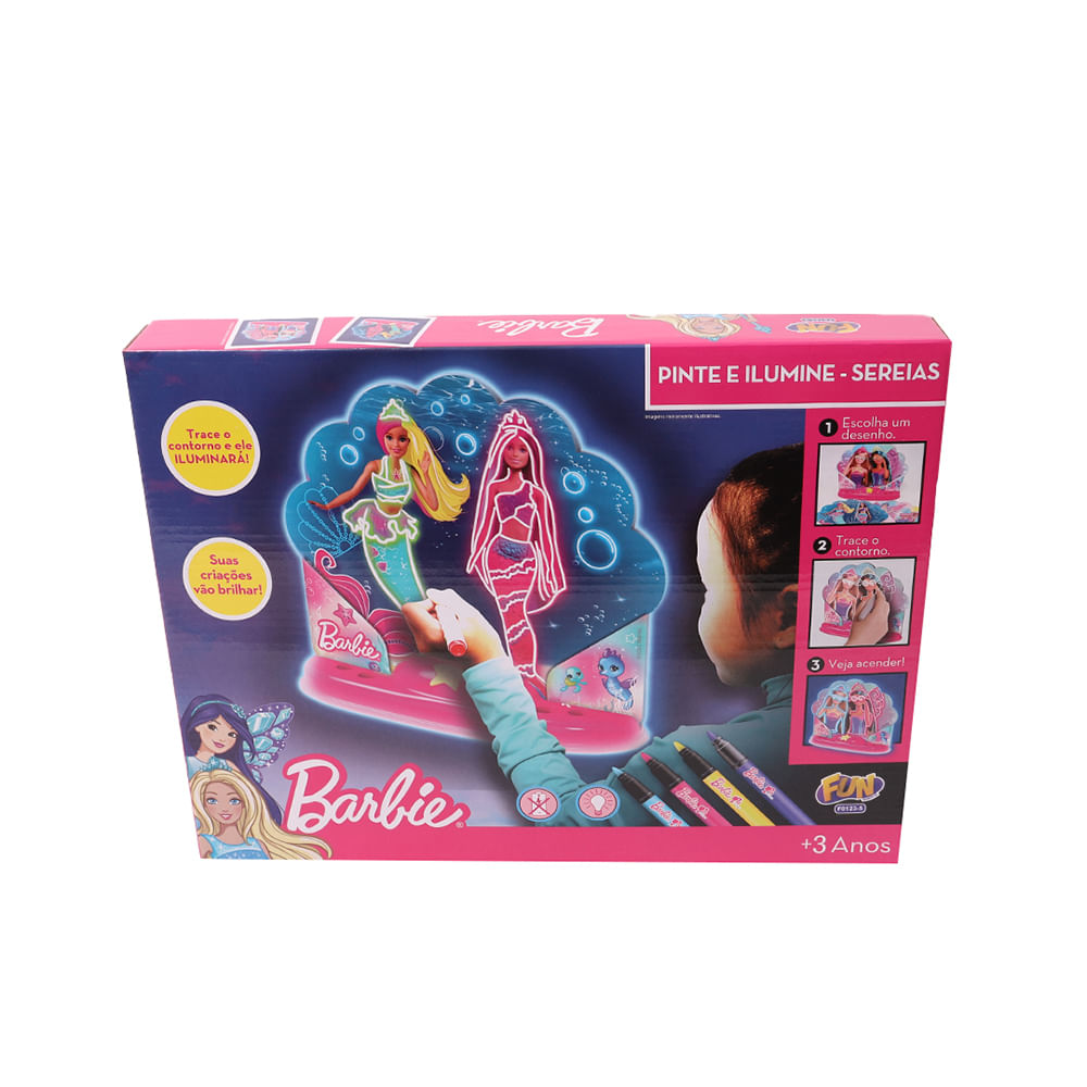 Brinquedo Eletrônico - Barbie - Pinte e Ilumine - Sereias - Fun