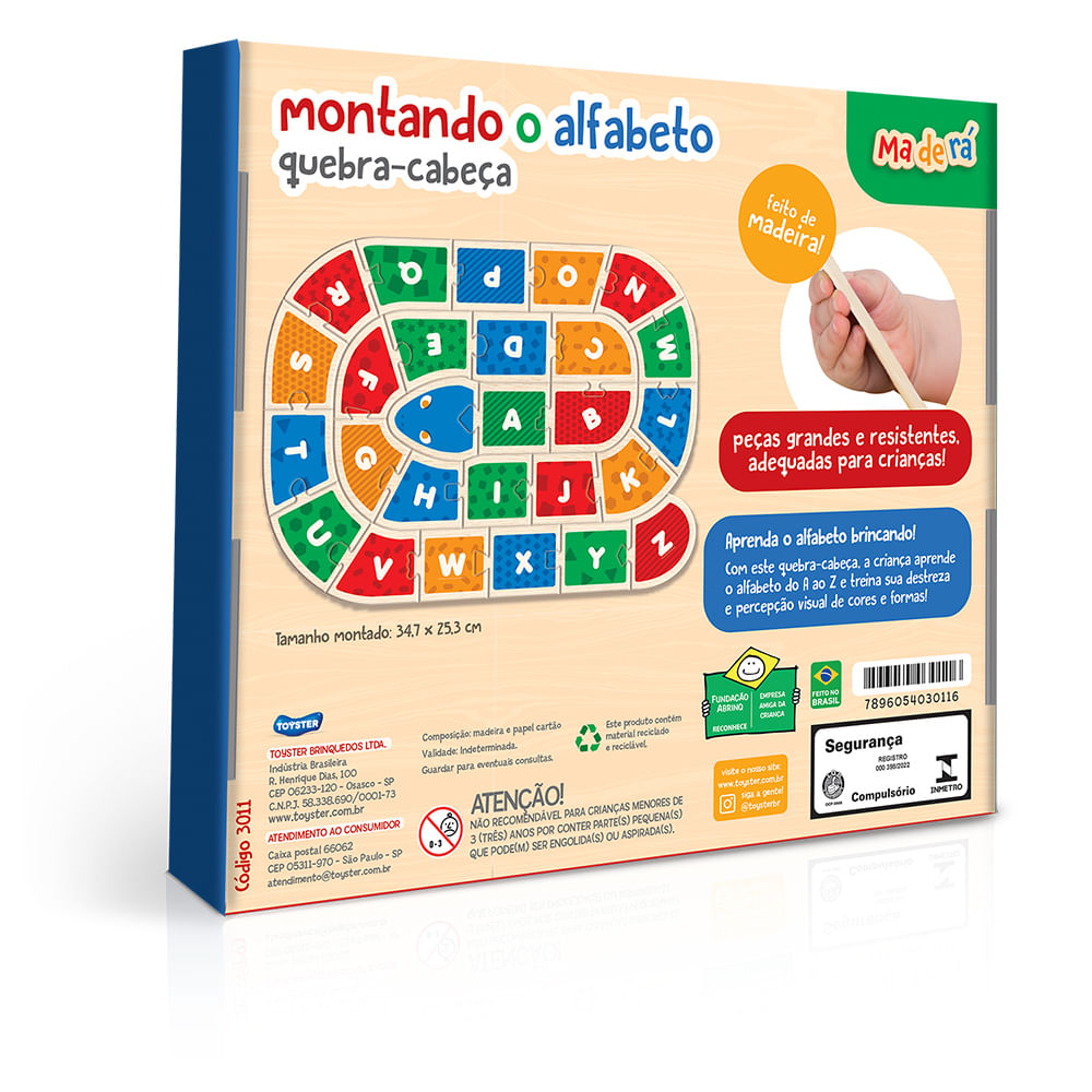 Cobrinha Letrada Quebra Cabeça Em Madeira - Multicolorido - Dicá :  : Brinquedos e Jogos