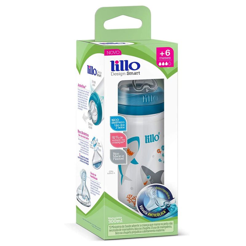 Mamadeira---300-Ml---Design-Smart---Azul---Tubaroes---Lillo