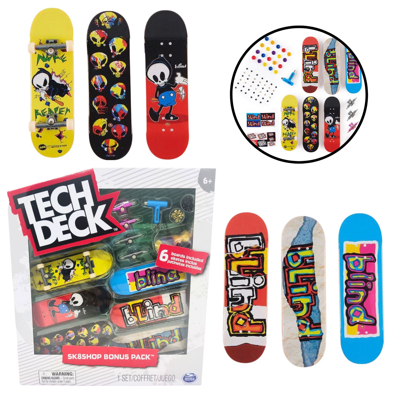 Kit C/ 8 Skate de Dedo - Tech Deck - 3810 - Sunny - Real Brinquedos